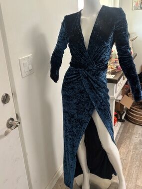 Galvan London Velvet Gown w/ High Slit